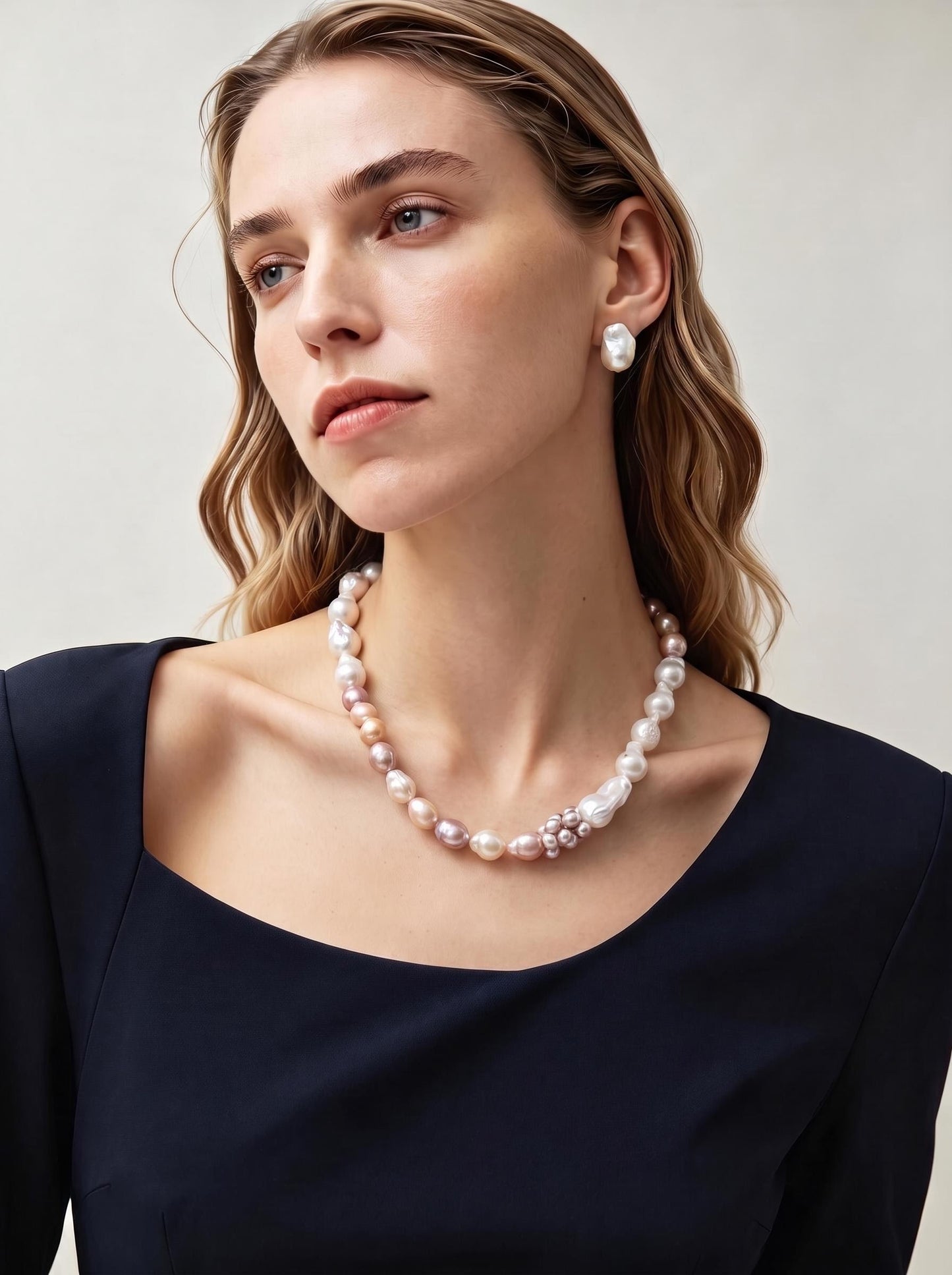 IRIDESCENT FRESHWATER BAROQUE PEARL NACKLACE
