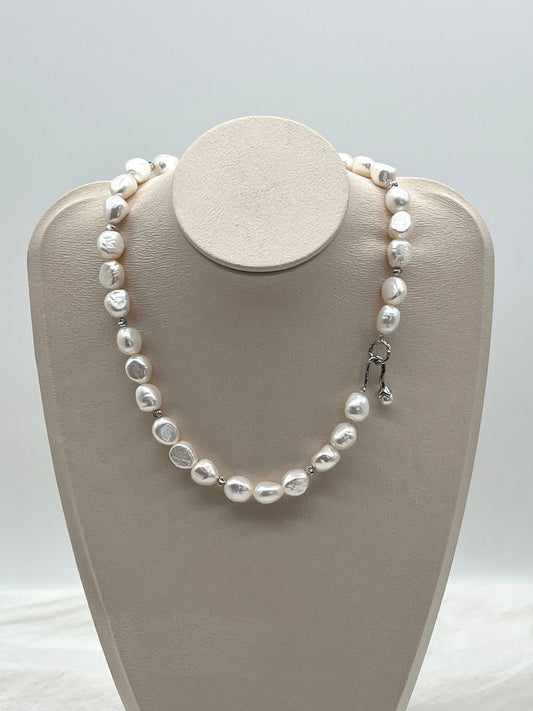 BAROQUE PEARL WITH SILVER BEADS NECKLACE - MOYZ